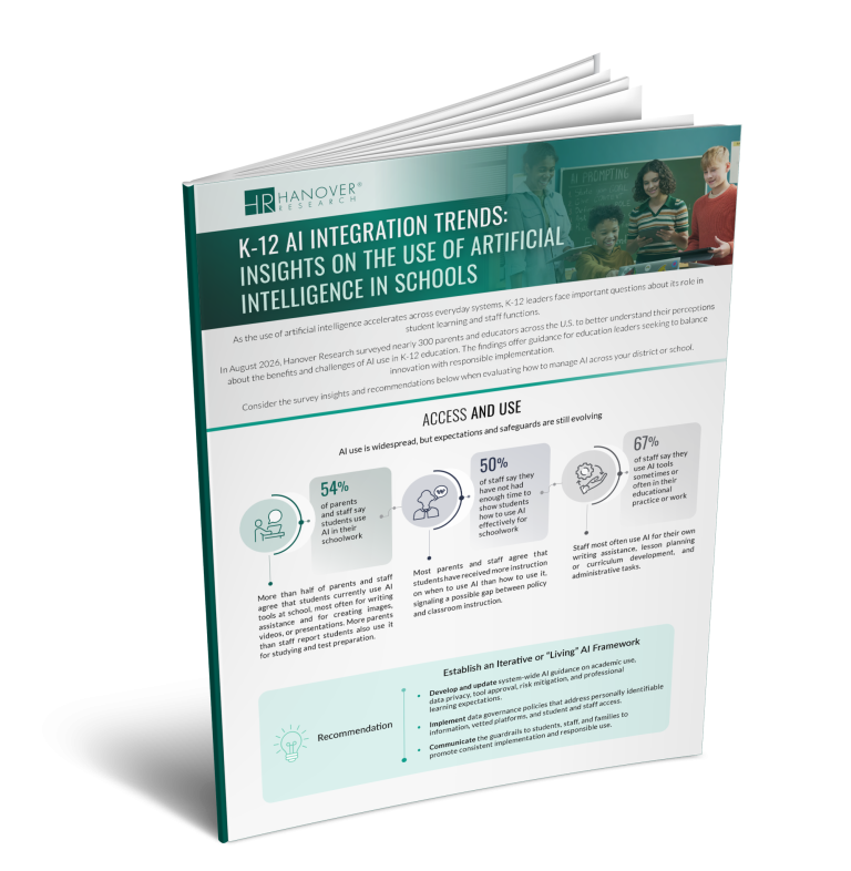 Use Hanover's survey findings to manage K-12 AI integration across your organization.